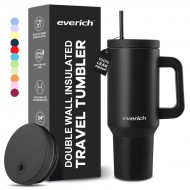 Custom 40oz Double Wall Stainless Steel Tumbler With Straw Travel Coffee Mug With Lid