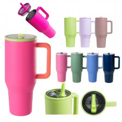 New 40oz Tumbler Double Wall 304 SS Travel Mug Coffee Mug Insulated Vacuum Mug With Leak-Proof Lid Straw Custom Logo Color