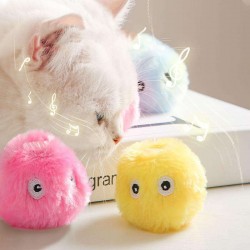 2025 New Funny Interactive Ball Smart Cat Toys Plush Automatic Motorised Cat Teaser Toys Simulated Sound