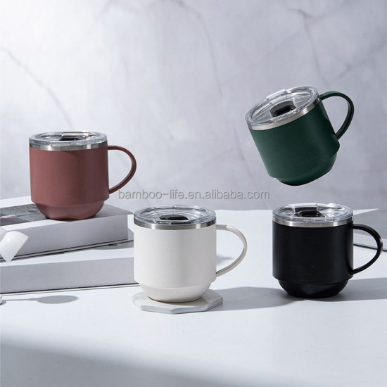 Popular 330ml coffee mug with handle with lid, office coffee cup, water cup, tea making cup, drinking cup Water Bottles 4 colors