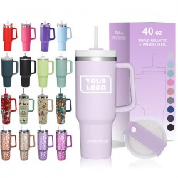 Custom 40 oz Adventure Stainless Steel Double Wall Vacuum Metal Cup Thermal Travel Coffee Mug 40oz Tumbler With Handle and Straw