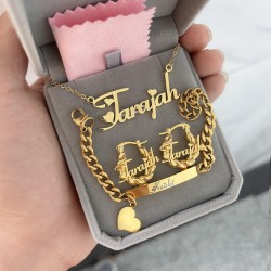 Hot sell Custom Stainless Steel Kids Set-Personalized Name Necklace Letter Bracelet Mini Luxury Weddings Parties Engagements