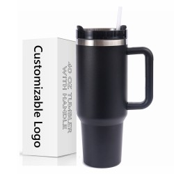 Free Custom Logo 40oz Travel Tumbler H2.0 Double Wall Vacuum Stainless Steel Gift Mug With Handle And Straw