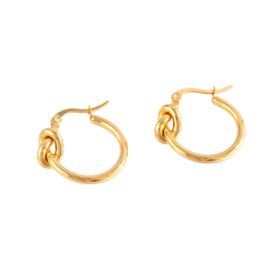 Simple Style Slim Stainless Steel Plated 18K Gold Knotted Style Round Eco-Friendly Material Women's jewelry Earrings