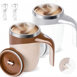 2025 Upgrade Reusable Coffee Mug Rechargeable Electric Self Stirring Coffee Mug Rotatable Metal Coffee Mugs High Speed Mixing