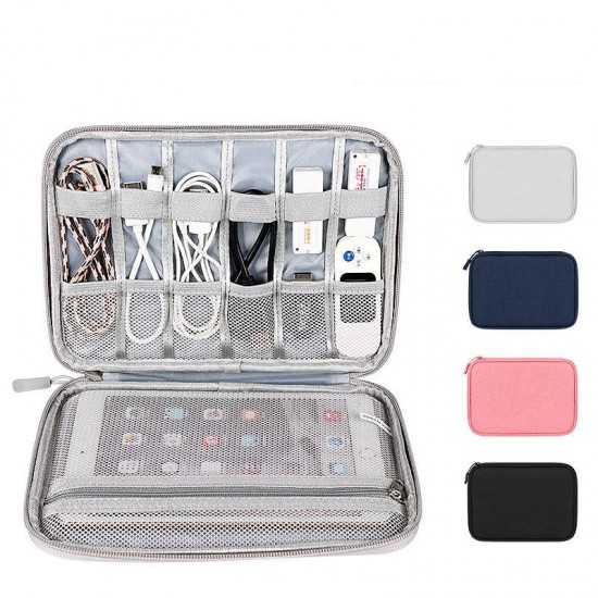 Wholesale Double Layers Storage Bag Travel Data Cable Organizer Laptop Electronics Accessories Storage Case