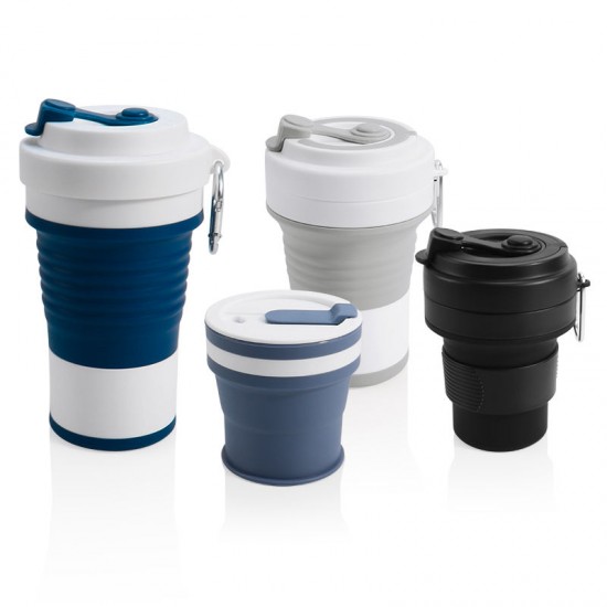 Custom Portable Eco Foldable 16oz 350ML 450ML 500ML 550ML Outdoor Travel Reusable Silicone Folding Collapsible Coffee Cup Mug