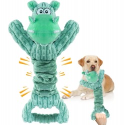 Pet Squeaky Plush Interactive Dog Toy Cartoon Green Hippos Boredom Companion Bite-resistant Interactive Fight Dog Toys