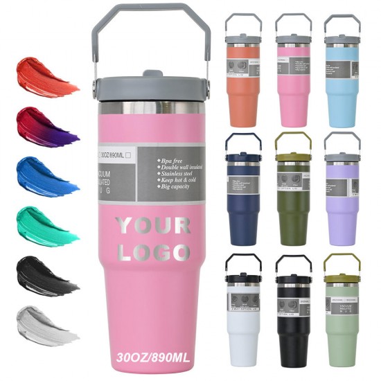 Custom logo 20oz 30Oz Camping mug Metal Tumbler Outdoor Travel Mug Double Wall Stainless Steel Tumbler Flip Straw Tumbler