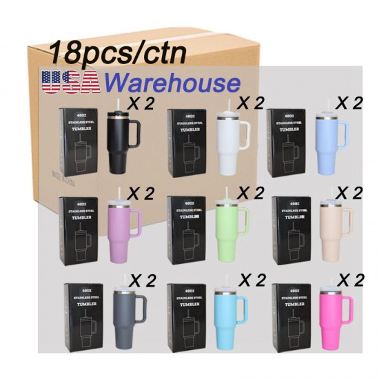 USA Warehouse 40oz H1.0 H2.0 Tumbler Double Wall Stainless Steel Vacuum Insulated Travel Mugs With Handle