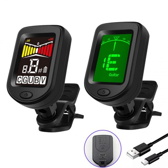 Guitar Tuner Clip on Accuracy Rechargeable Tuner Digital Electronic Tuner for Violin Mandolin Ukulele Banjo Guitar Accessories