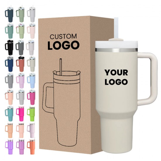 Custom 40Oz 40 Oz H2.0 H1.0 Tumbler Stainless Steel Outdoor Mug Double Wall Vacuum Travel Mugs Wine Tumbler With Handle