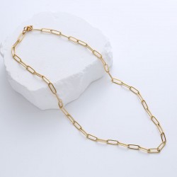 non tarnish stainless steel 18k gold plated paperclip paper clip link chain necklaces