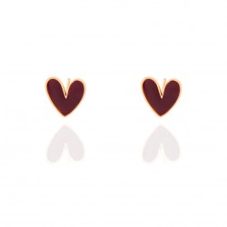 Stainless Steel Wine Red Irregular Heart Shape Stud Earrings