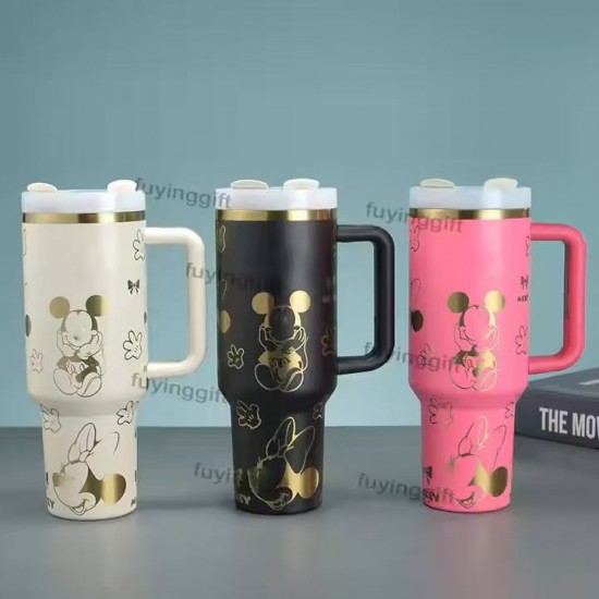 Portable 40oz tumbler with straw double wall stainless steel insulation car tumbler cup with new handle vacuum car mugs