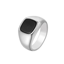 New stainless steel jewelry wholesale fashion simple black square stone men and women titanium steel ring