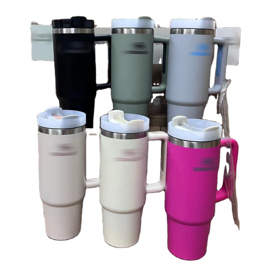 Hot Selling Double Wall Vacuum Insulated Tumbler With Handle Stainless Steel Travel Camping Mugs With Straw