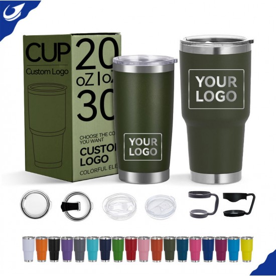 Custom Logo 20oz 30oz Christmas Tumbler Insulated Travel Coffee Water Mug Thermos Stainless Steel Vacuum Cup With Lid