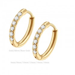 Wholesale 18k Pvd Gold Plated Fashion Jewelry Earrings Small Cubic Zirconia Cz Stainless Steel Huggie Hoop Earrings For Women