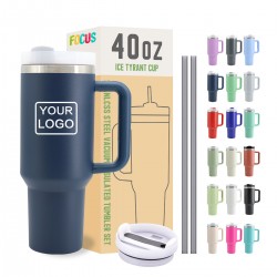 Custom Logo Corporate Gifts Stainless Steel Vacuum Insulated Metal Cup Travel Mug Coffee Teal Mugs 40oz Tumbler With Handle