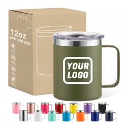 Personalized 12oz 14oz 16oz 24oz Stainless Steel Tumbler With Handle Vacuum Insulated Custom Camping Coffee Mug With Handle