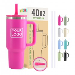 Custom 40oz Vacuum Insulated Cup Leakproof Flip Straw Stainless Steel Hydrojug TrekTumbler With Handle Sports Bottle Flip Straw