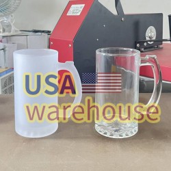 Sublimation Beer Mug Frosted Glass Blanks USA WAREHOUSE Blank Frosted 16oz Sublimation Glass Frosted Beer Mugs