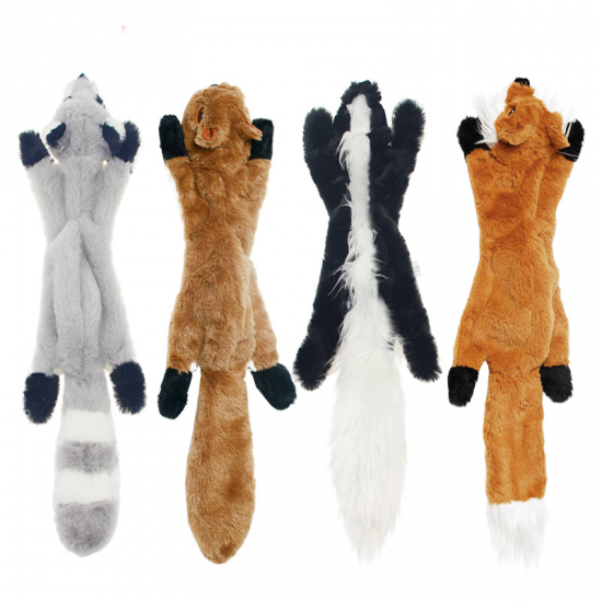 Manufacturer Dog Squeaky Toys No Stuffing Plush Raccoon Squirrel Skunk Fox Cow Penguin Lion Para Perros Cat Pet Dog Chew Toys