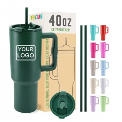 Custom Vacuum Travel Mug 40oz Vacuum Insulated Cup Leakproof Lids Sports Bottle Stainless Steel Tumbler With Handle