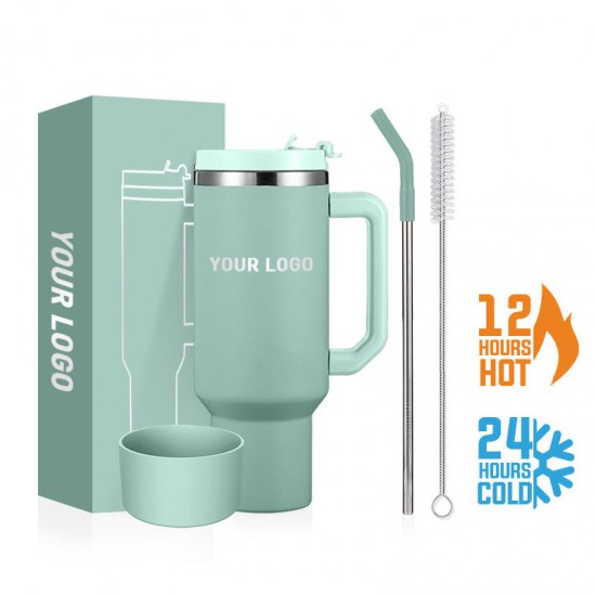 stainless steel tumbler mug with straw handle insulated double wall vacuum 30oz 40oz 50oz