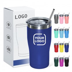 AGH Custom Logo 20oz 30oz Double Wall Stainless Steel Travel Car Mug With Seal Lid And Metal Straw