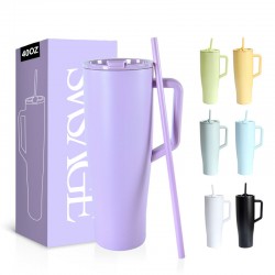 Customized Hot 40Oz Travel Car Cup Insulated Stainless Steel Gym Thermal Water Bottle Vacuum Tumbler With Handle Straw Lid