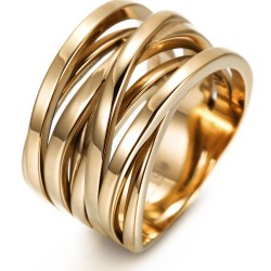 Stainless Steel 14K Gold Filled Overlapping Intertwined Crossover Knotted Statement Ring