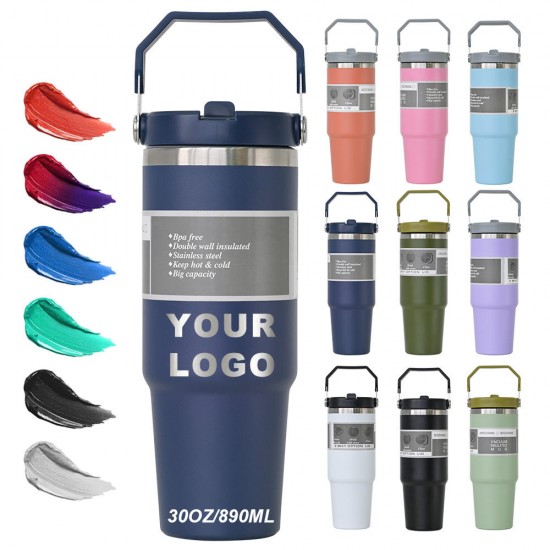 Wholesale Custom 20oz 30oz BPA-FREE Vacuum Outdoor Travel Mug Tumbler Cups 30 Oz Stainless Steel Flip Straw Tumbler