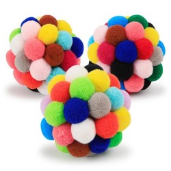 Cat Chew Toy Ball Woven Colorful Soft Plush Dog Cat Toy Ball Interactive Toy Training Ball for Indoor