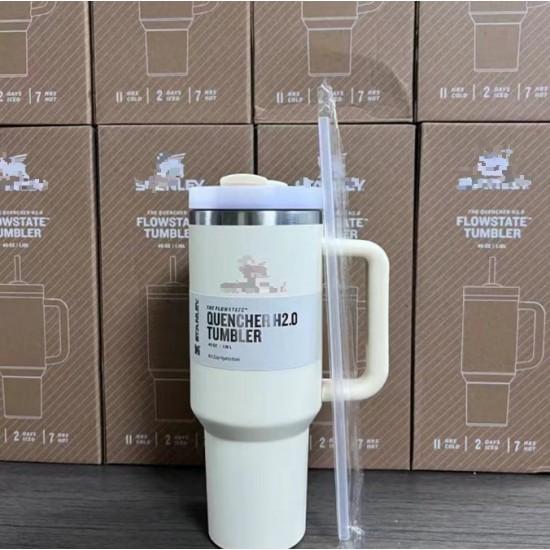 40oz Straws Vacuum Flask Insulated Portable Cup Bottle with Handle Hot Coffee Mug Cup Thermal Stainless Steel Tumbler