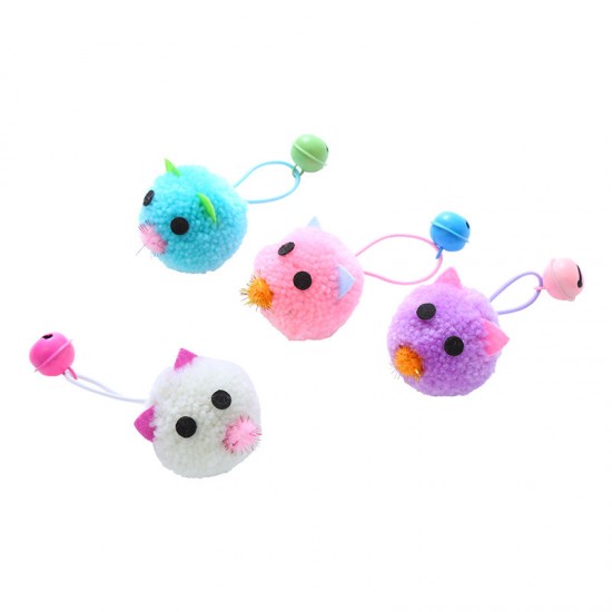 Hot sale soft wool small size mouse shaped cat plush toy interactive cat toy with funny ring bell