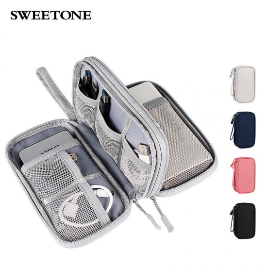 Double Layers Multifunctional Travel Electronics Accessories Bag Data Cable Organizer Storage Bag