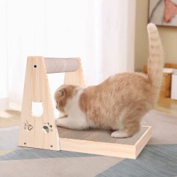 Luxury Pet Cat Furniture Toy Solid Wood Cat Scratcher Post Sisal Multi Function Cat Scratch Post Toys