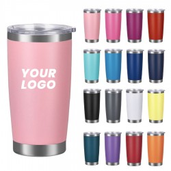 Wholesale Double Wall Stainless Steel 20Oz Tumblers Cups With Slide Lid Powder Coated Coffee Tumbler