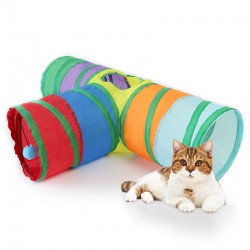 High Quality Collapsible Hideaway Funny Tunnel For Small Kitten Interactive Pet Rainbow T Shape Cat Tunnel