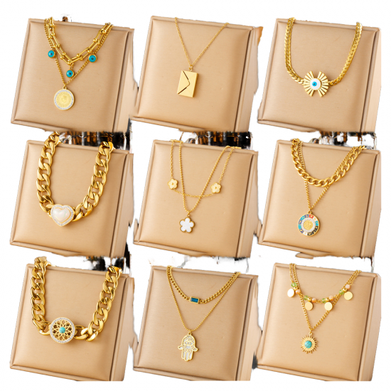 MEIZI Luxury Fine Jewelry Sets for Women Stainless Steel Necklaces with Diamond Chains Gold Plated for Gift