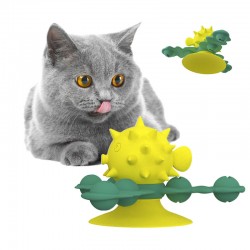 PAISEN Windmill Cat Toy With Catnip Interactive Cat Spinning Toys With Suction Cup Kitten Turntable Massage Toy For Indoor Cats