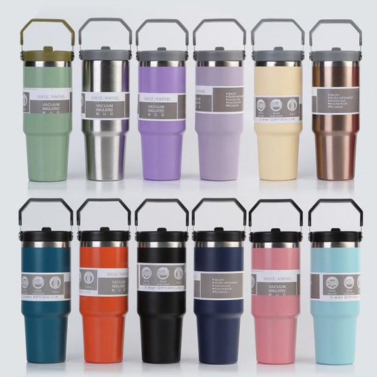 Modern Design Style 30 oz/20 oz Stainless Steel Car Cup Wholesale Insulated Straw Coffee Thermos Bully Vacuum Flask & Thermos