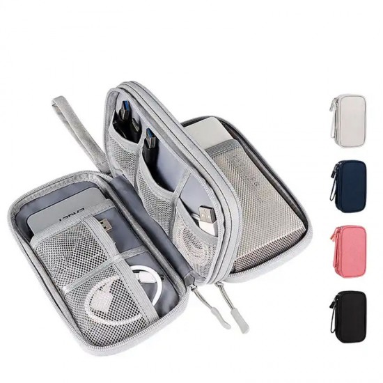 Factory Price Double Layers Multifunctional Travel Electronics Accessories Bag Data Cable Charger Organizer Storage Bag