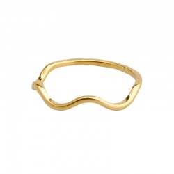 Minimalist 18K Gold Geometric Wave Pattern Ring Stainless Steel Fashion Jewelry For Women For Wedding Or Gift