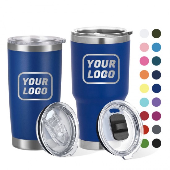 Custom logo 20oz 30oz stainless steel travel coffee mug double wall regular vacuum powder coated insulated tumbler with lid