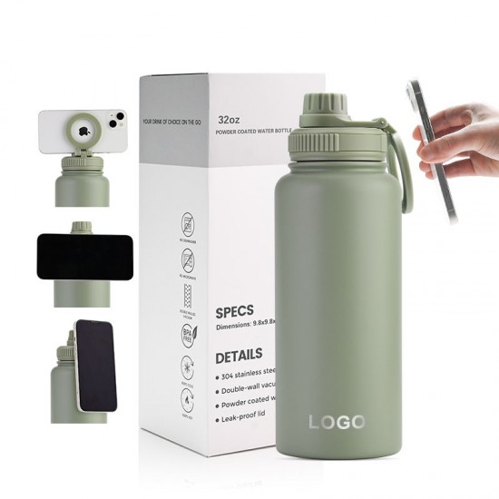 Custom Logo 32 Oz Double Wall Thermal Bottle Vacuum Flask 1L Stainless Steel Insulated Portable Travel Water Bottle