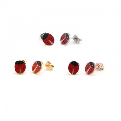 Cute 316L Stainless Steel Earrings Animal Schoolgirl Small Earrings Enamel Ladybug Stud Earrings for Children