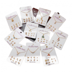 Crystal Christmas Clavicle Chain Necklace Alloy Necklace Stud Earrings Set Earrings Set For Girl